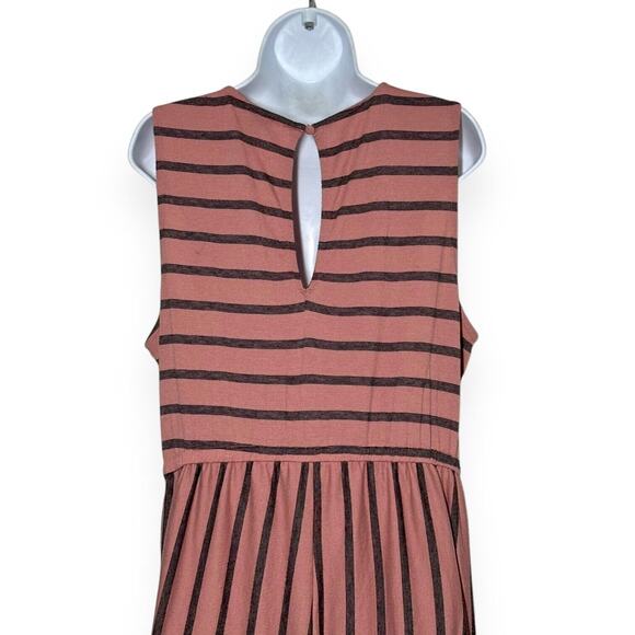 TORRID Textured Knit Wide Leg Jumpsuit Culotte Palazzo Tie Waist Striped Pink 3X - Picture 10 of 13